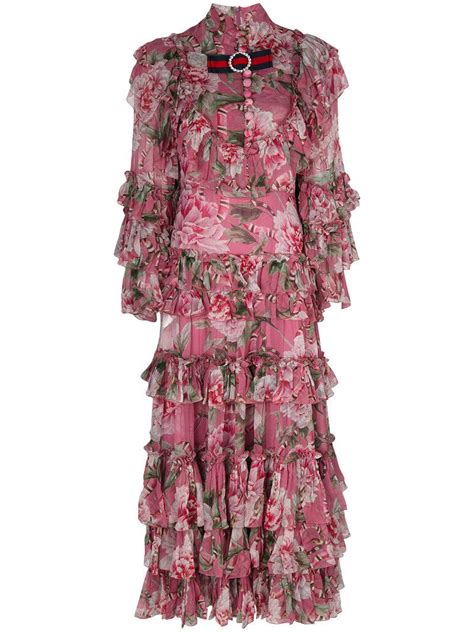 gucci floral dress ruffles